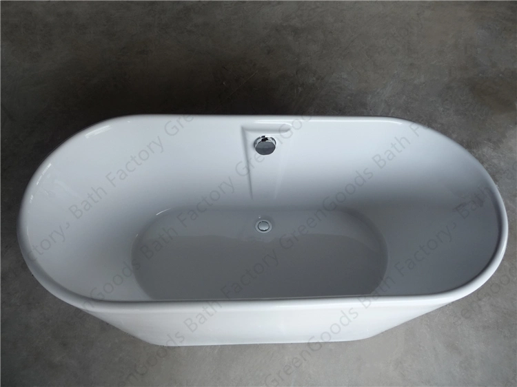 White Acrylic Bath Tub 67-Inch Freestanding Bathtub with Drain and Overflow Holes