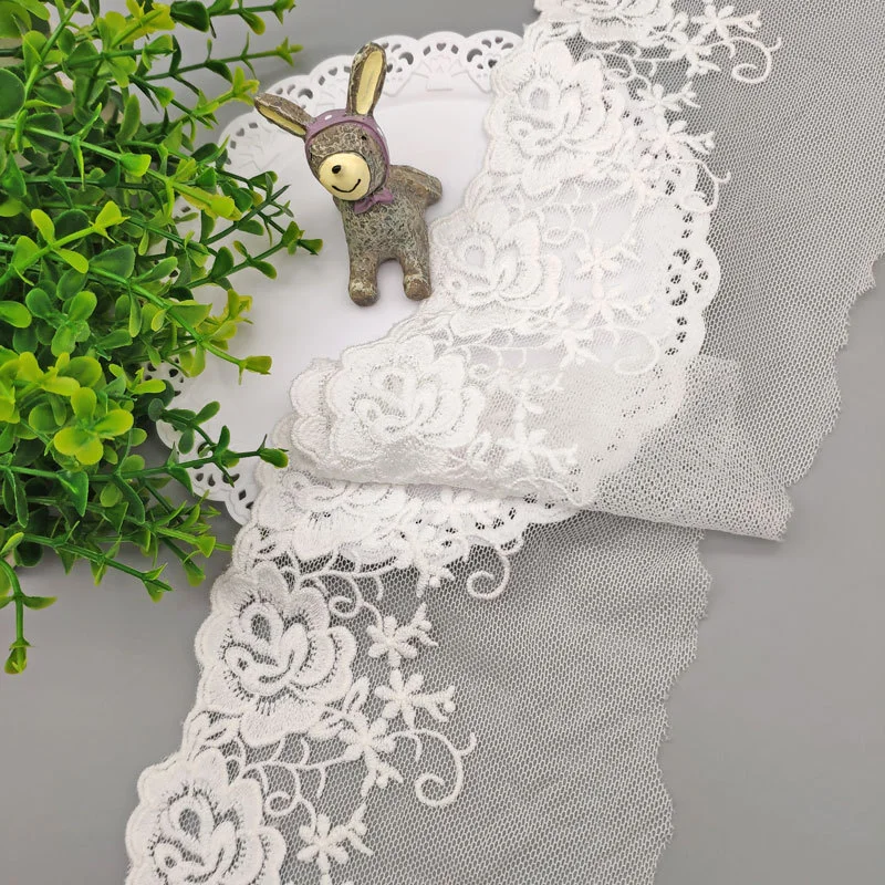 New Style Cotton Embroidery Organza Swiss Lace Trimmings Fabric for Wedding Bridal Evening Dress Cloth Accessories