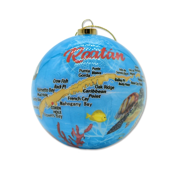 Custom Printing Árvore de Natal decoração Loja de recordações Sea Turtle Beach Bola de Natal em espuma de 8 cm