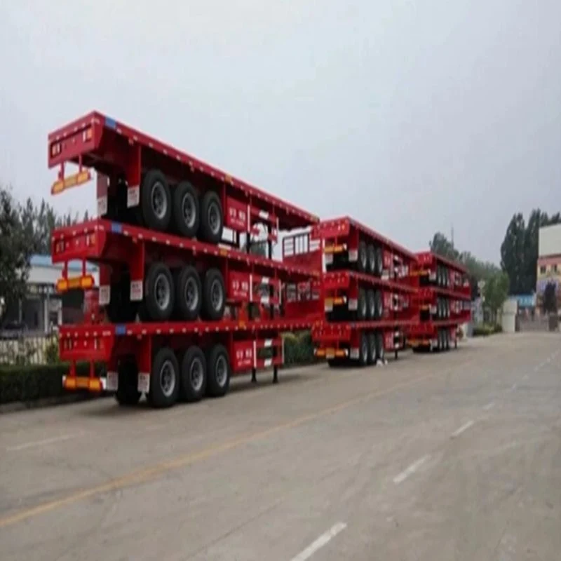 2023 12 Twist Locks 2/3/4 Axles Tri Multi-Axle 28FT 40 FT 45FT Deck Bed Platform Container Transport Flat Bed Semi Trailer with Fuwa Axles, High Grade Gear.