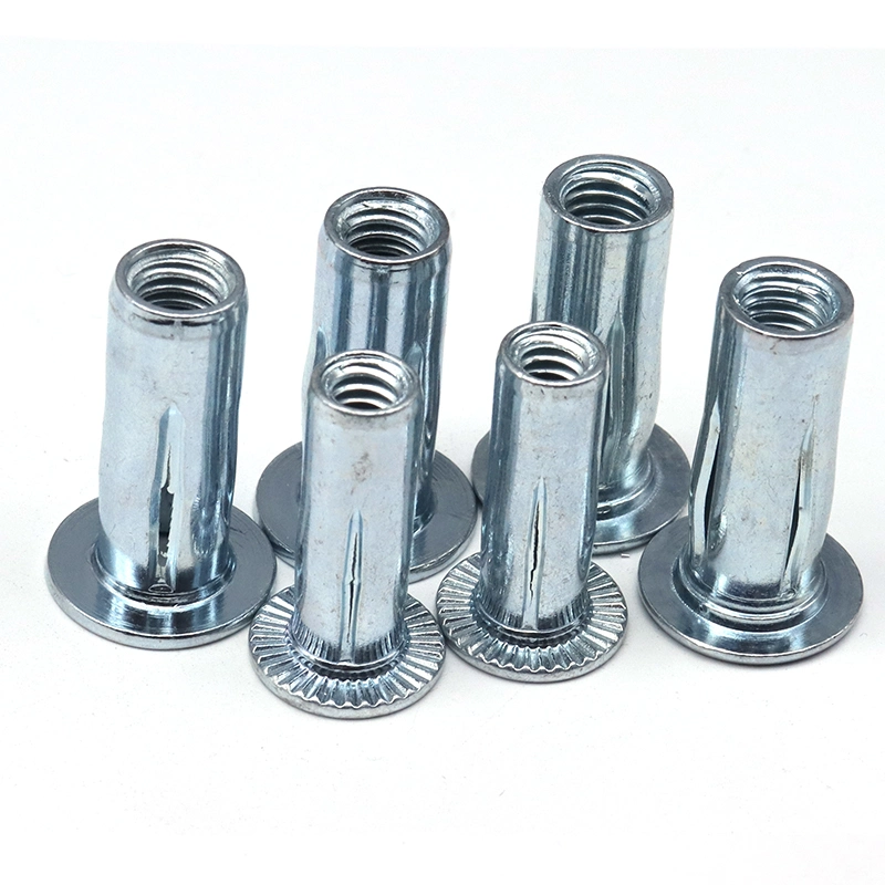 Stainless Steel Galvanized Zinc Steel Pre Bulbed Threaded Inserts Slotted Body Inserts Cross Nut Plusnut Lantern Rivet Nuthot Sale Products