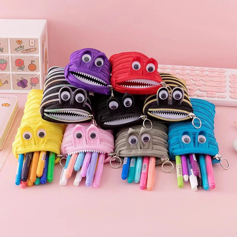 Ruunjoy mignon de gros sacs à fermeture à glissière Caterpillar Monster crayon cas élève les enfants de grande capacité de la Papeterie de cas Case crayon