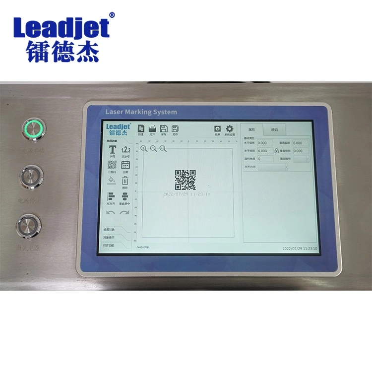 Leadjet 20W Fiber Laser Marks The Lot Number Date on The Plastic Bak The Packing Machine F-20p