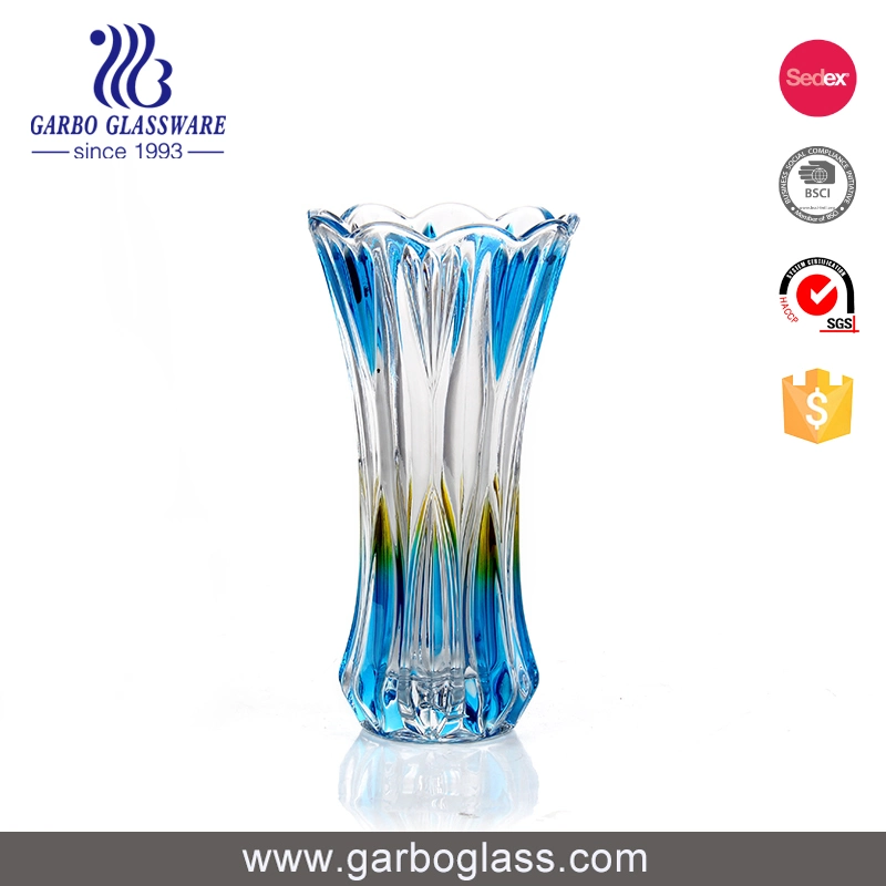 Factory Wholesale/Supplier Gift Order Colored Home Decoration 250mm Height Floortop Glass Flora Holder Glass Vase Glass Cups Elegant Glass Holders