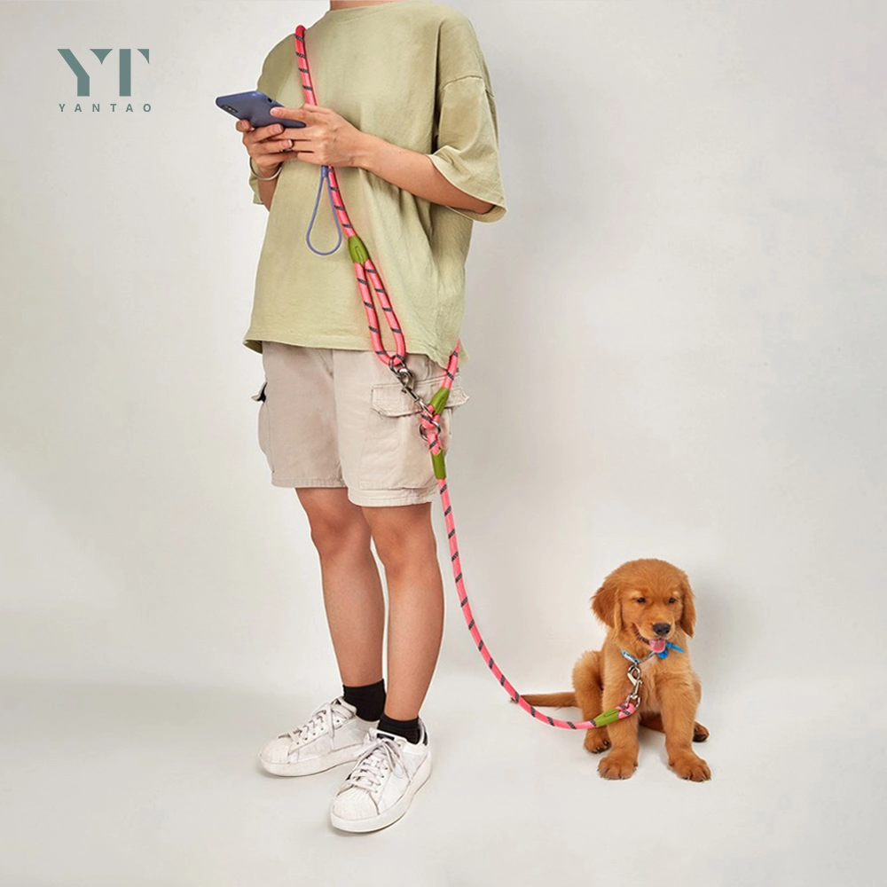 Custom Luxury Durable Reflective Nylon Dog Traction Rope Braided Rope Nylon Adjustable Waist Belt Crossbody Hands Free Dog Leash Rope