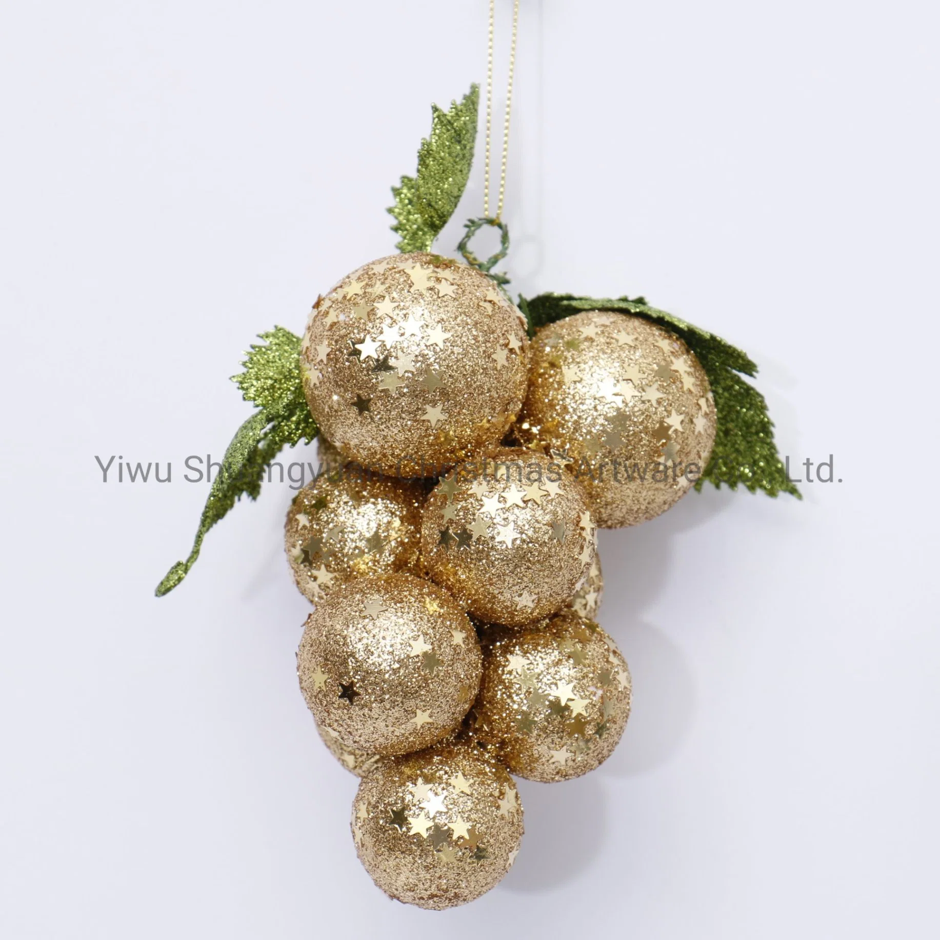 Gold und Rot Kunststoff-Ball-Kette Weihnachten hängende Dekoration Traube Form Der Kugelkette