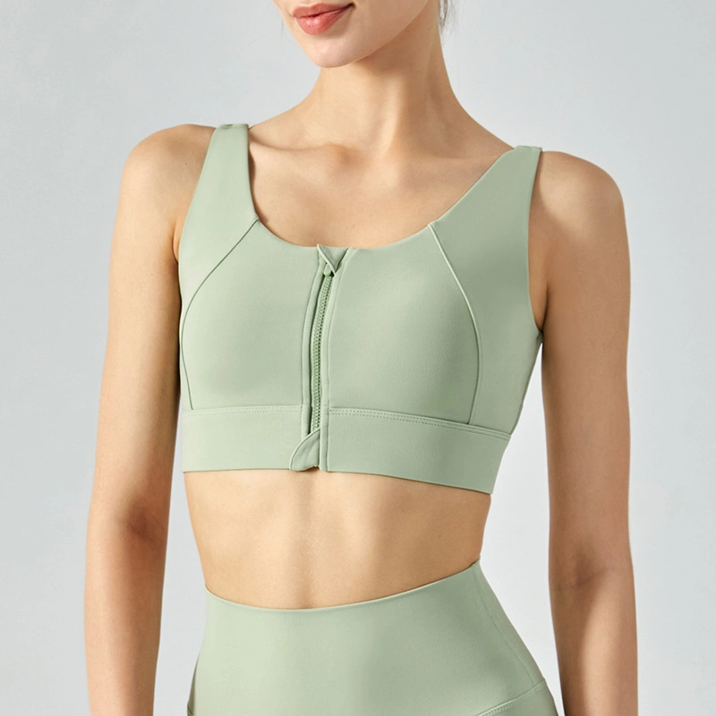 High Quality Nylon Fabric Zipper Bra Yoga Fitness Vest Shockproof High-Intensity Sports Underwear