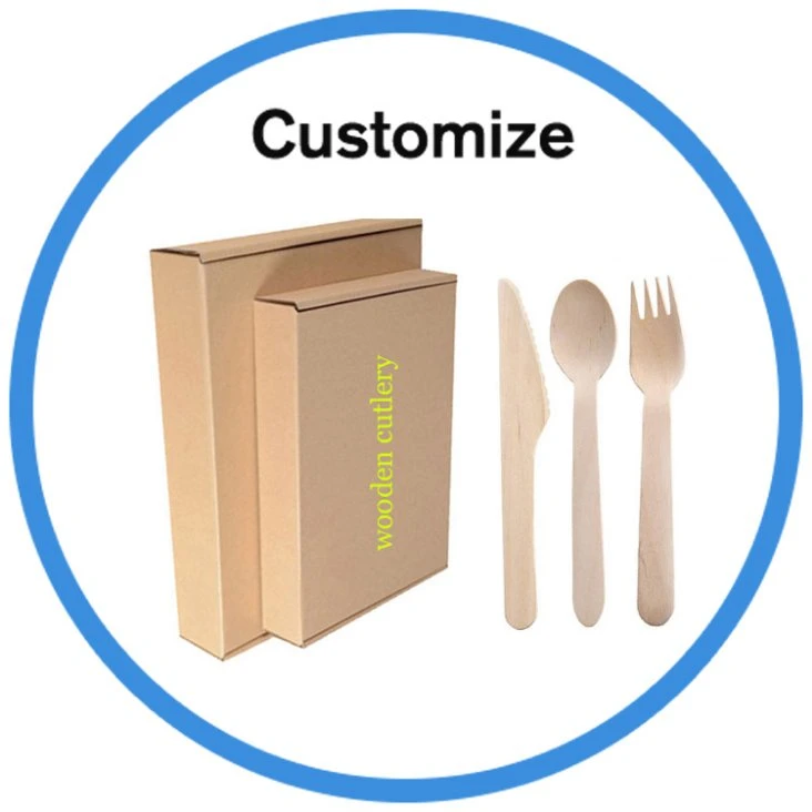 Customized Eco Friendly Biodegradable Disposable Wooden Knife Fork Spoon Tableware