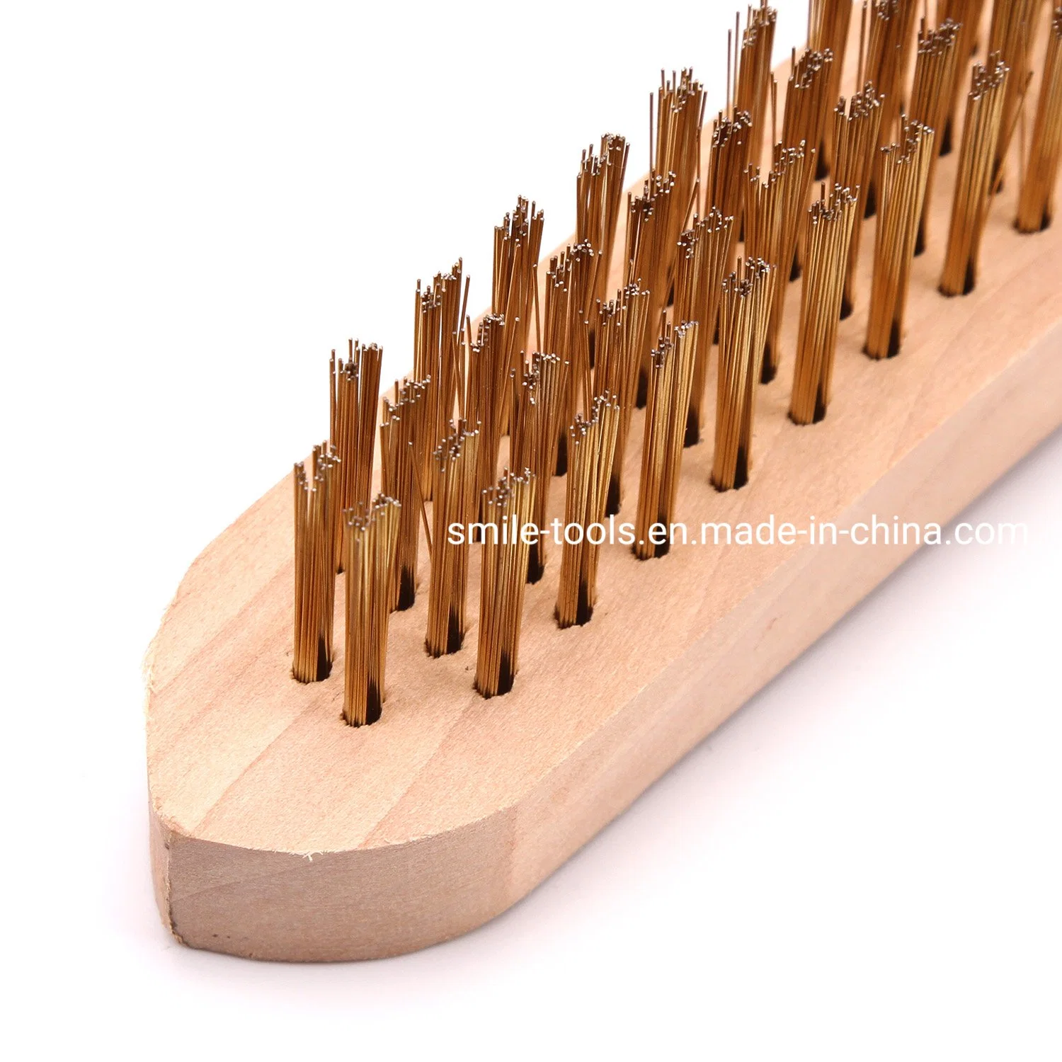 European Style Plated Wire Brush with Wooden Handle 4*16 Rows Brass