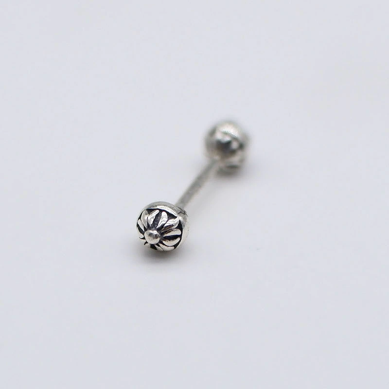 Retro S925 Silver Ball Piercing Jewelry