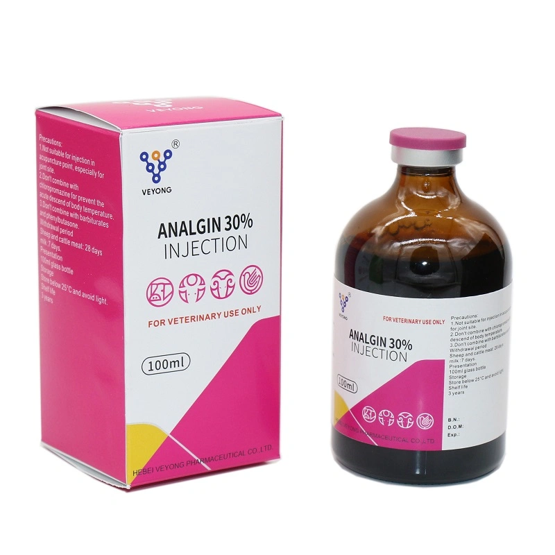 Fábrica de fabricantes veterinarios certificados por GMP Analgin /Dipyrone Injection 30% for Mayorista y uso de animales solamente