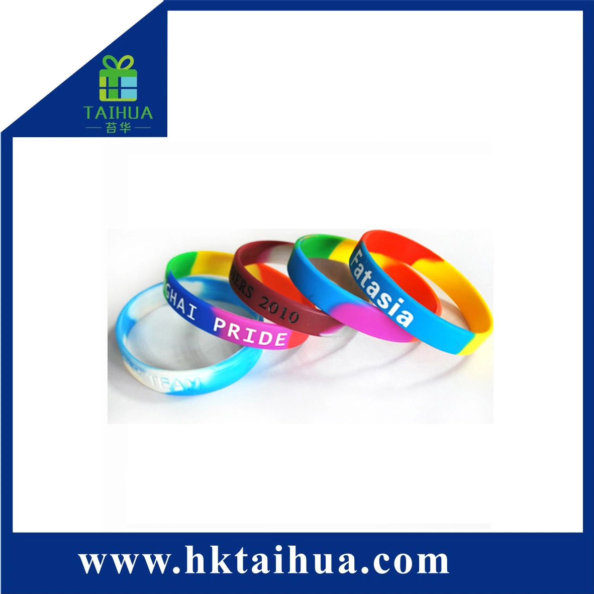 1/4 Inch Thin Silicone Bracelet Wristband with Custom Logo for Promotion