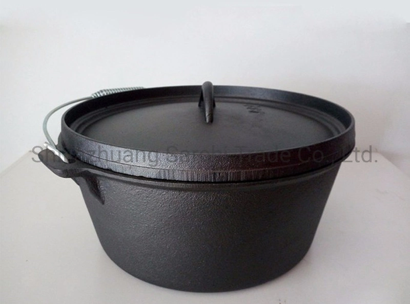 Horno holandés Pre-Seasoned de hierro fundido cacerola olla con tapa Lifter para acampar cocinar barbacoa hornear