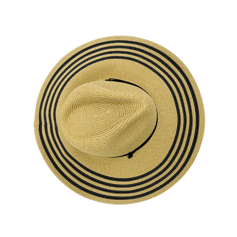 Chin Embellecedor Cable marrón liso teñido de verano en la playa de Panamá a granel Sombrero de Paja Dama Unisex de vigilante de sombreros de paja al por mayor