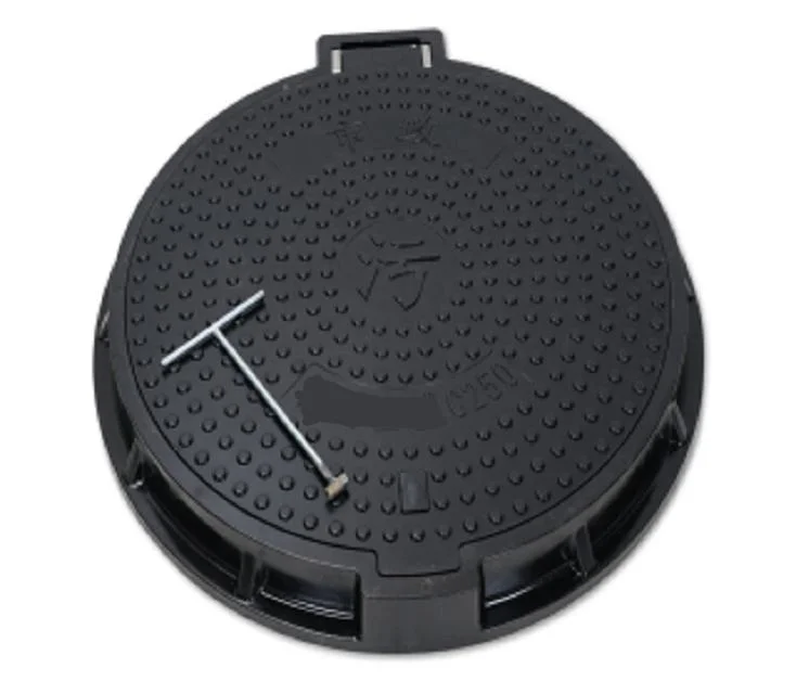 Round/Circular Composite Fiberglass /BMC/FRP Decorative Impact Resistance 120 Degree Flip Lid 650mm Drainage SMC Manhole Cover with Screwfix D400 650mm