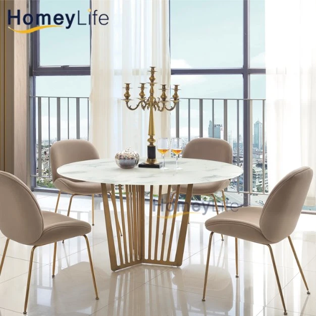 Small MOQ Home Restaurant Golden Metal Frame Living Room Dining Chairs Furniture