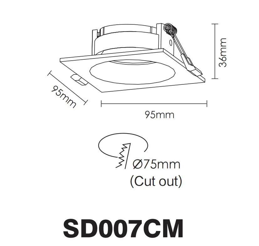 GU10 MR16 Gu5.3 Square Recessed Trims Frame Ring for LED Downlight Spotlights