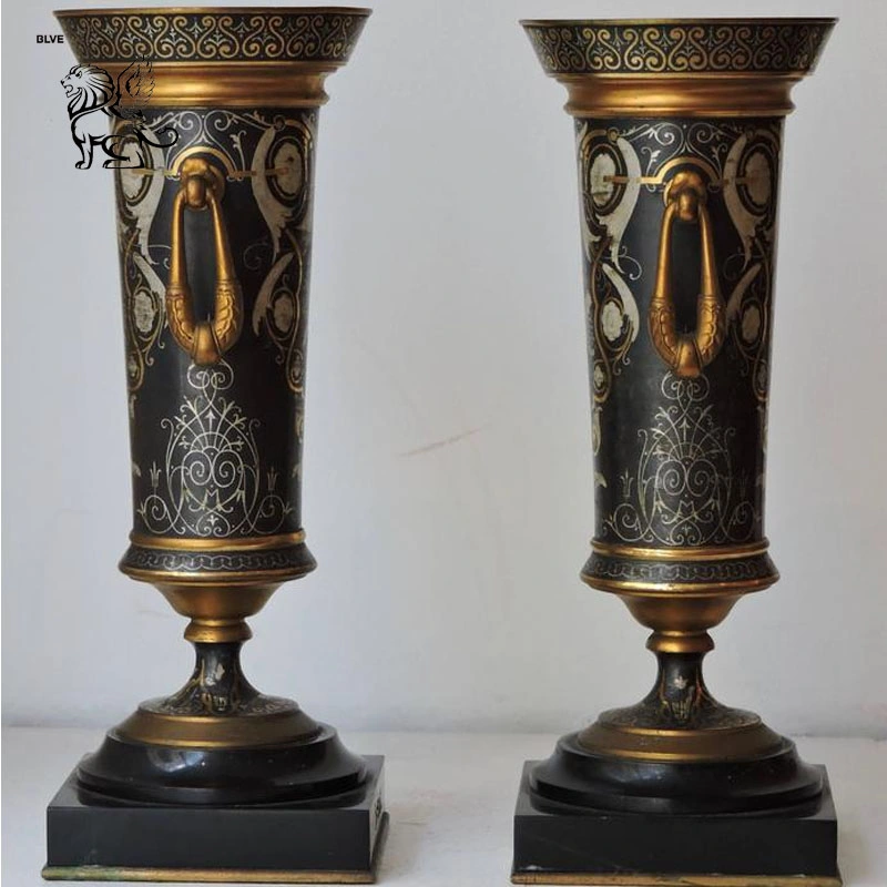 Wholesale Chinese Luxury High Quality Cast Metal Bronze Antique Brass Flower Vase for Home Villa Garden Decoration Bfc-030