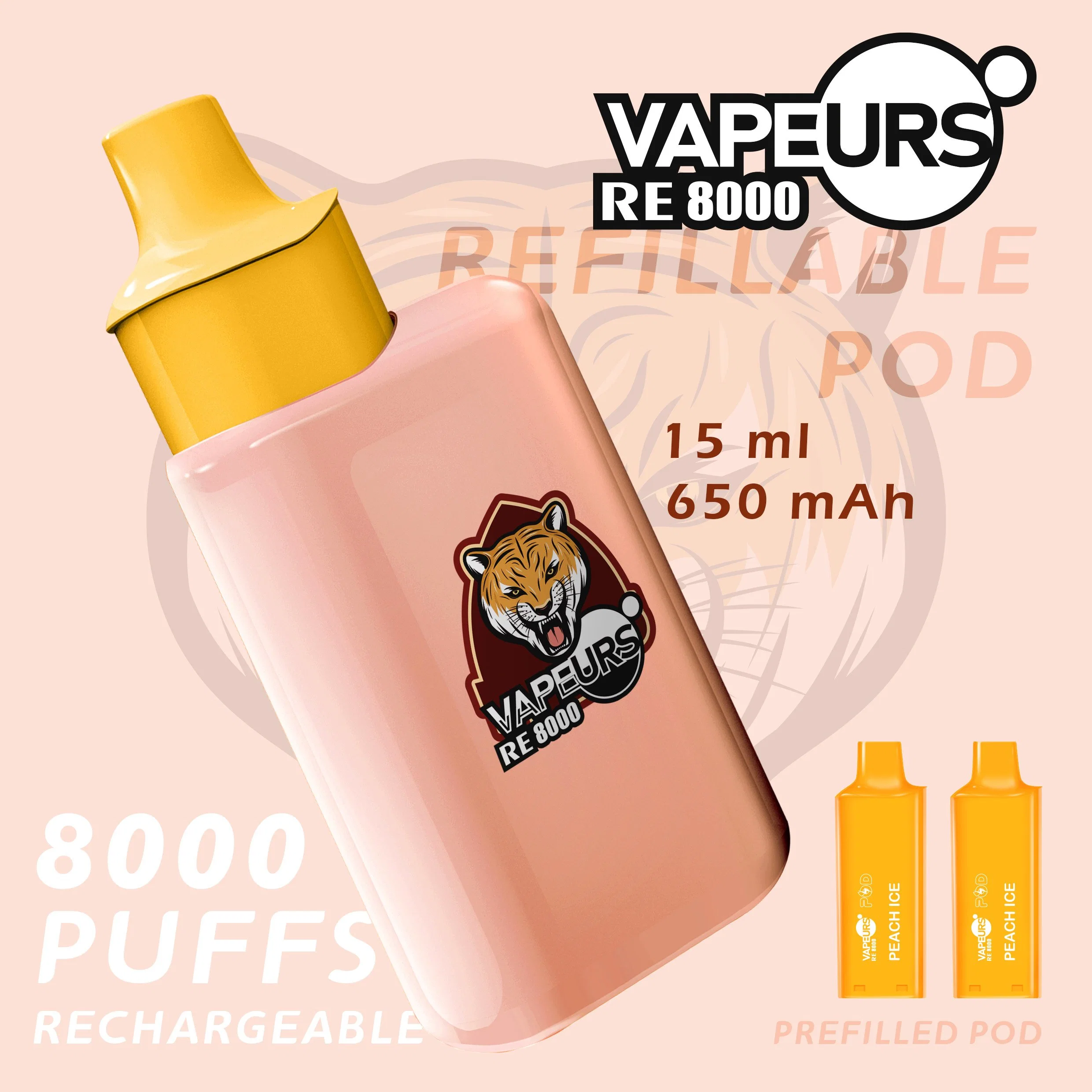 Shenzhen Vapeurs Boxiang Re8000 Ecigarette descartáveis Vape Pod 7500/8000 borlas para 3% a 5% de nicotina