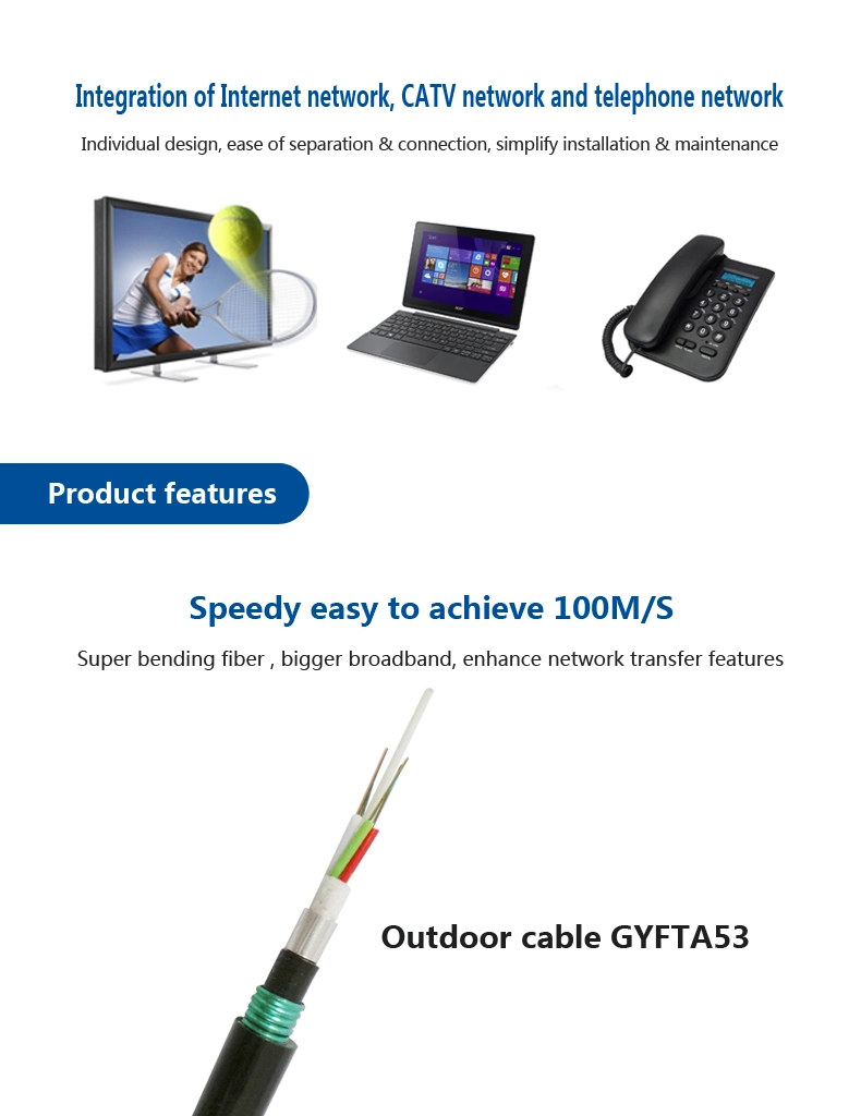 Cable de fibra óptica de comunicación exterior de fácil instalación