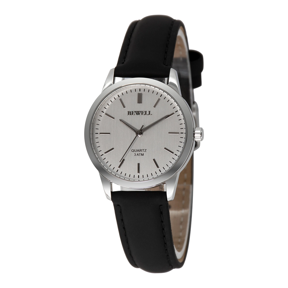 Bewell Classic Stylish Gift Stainless Steel Genuine Leather Lady Wrist Quartz Watch