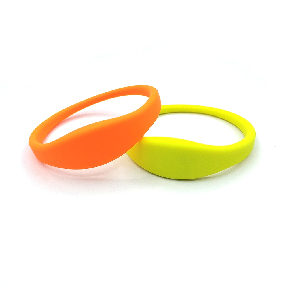 Amostra grátis, RFID HF N-Tag NFC da Pulseira de Silicone213/Bracelete - Correia de pulso - amarelo + Orange