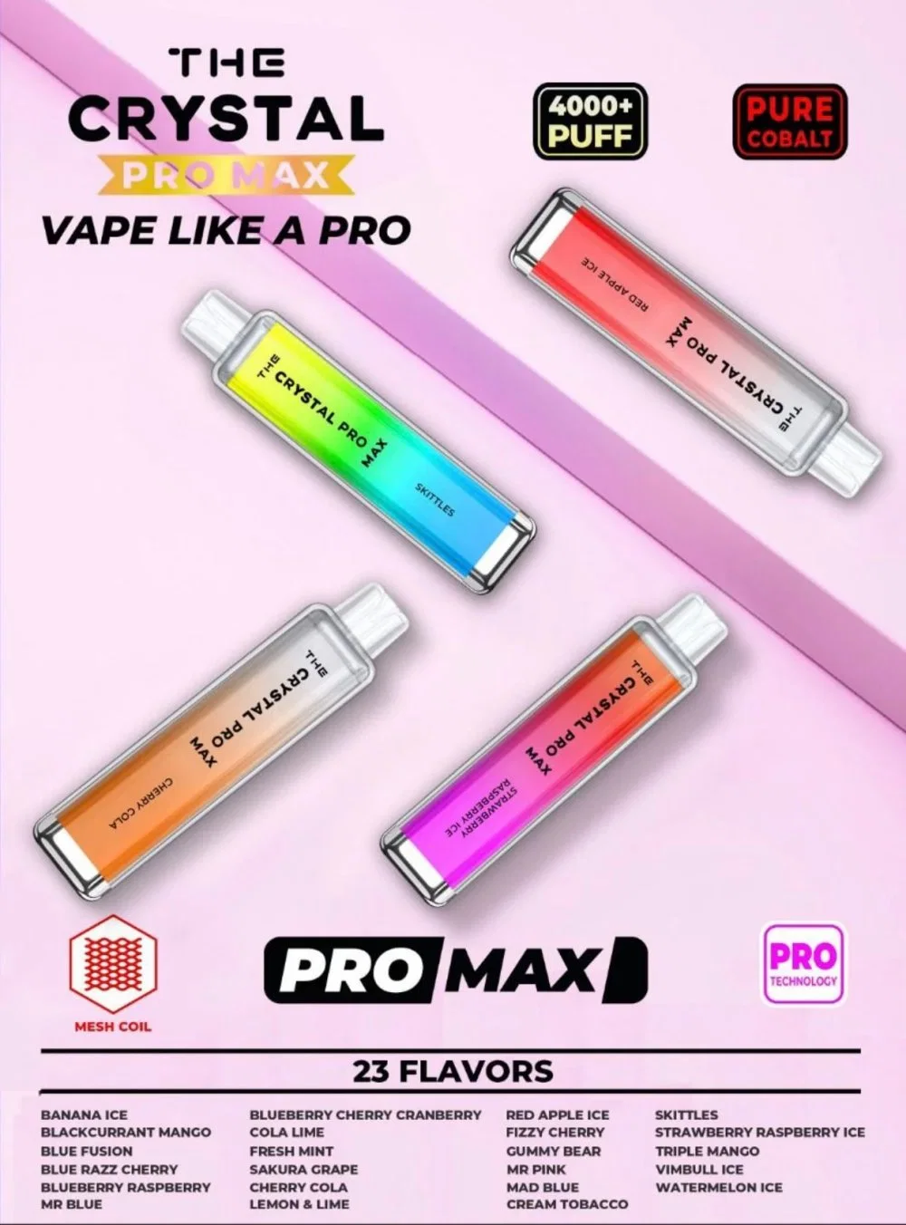 Mayorista/Proveedor de OEM/ODM-I-Vape E-cigarrillo Ski Crystal PRO MAX 4000 inhalaciones Vape/Bar/Pen/E-Cig/vapores/Pod/vaporizador