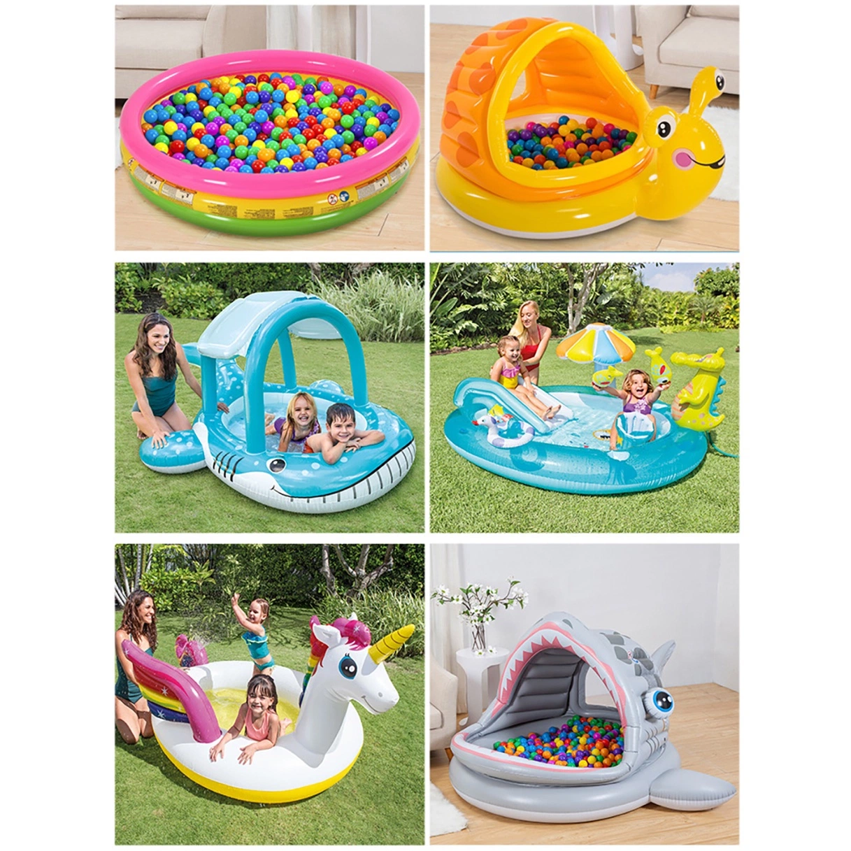 Garden Kids Play Toys Baby Game Inflatable Shark Pool with Ocean Ball