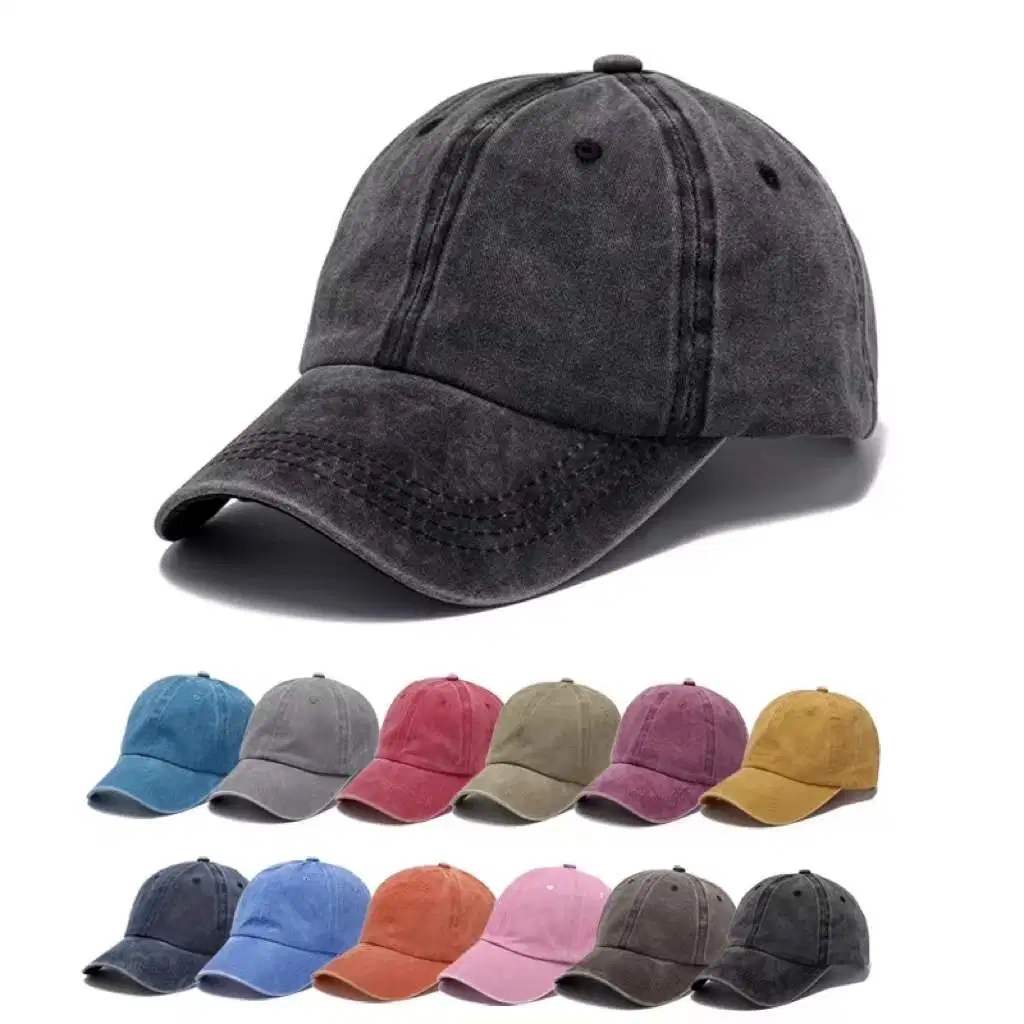 Washed Dad Caps Hats Wholesale 6 Panel Custom Vintage Stone Sports Cotton High Quality Green Baseball Cap 6-Panel Hat Plain