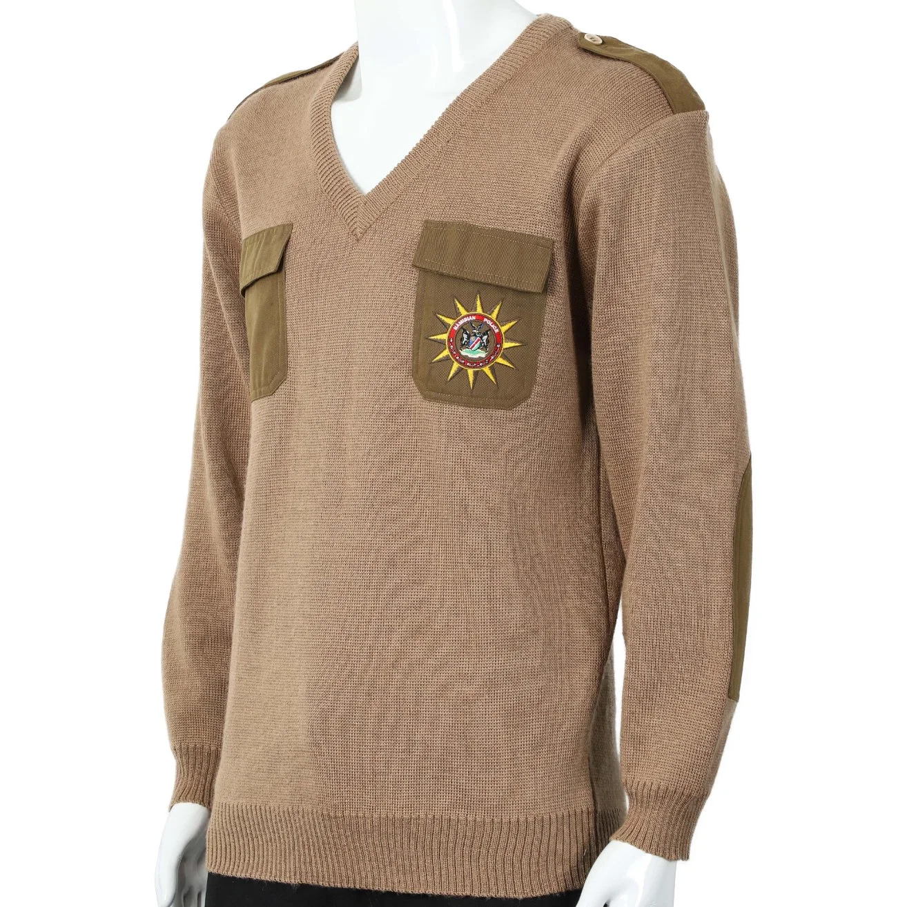 Military Army Style O-Neck Khaki Tactical Mens Sweater