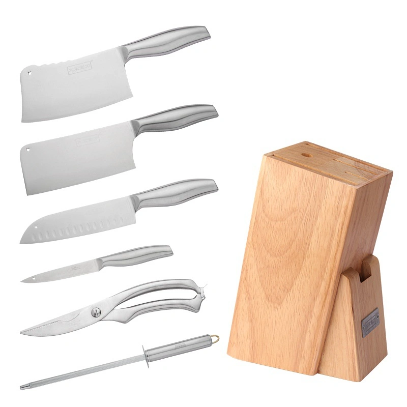 Sharp Durable 7 Pieces Stainless Steel Chef Cooking Kitchen Knife Set with Solid Wood Handle