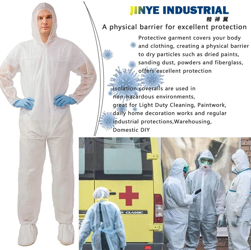 Coverall White Protective Non Woven PP Disposable Surgicalisolation Gown