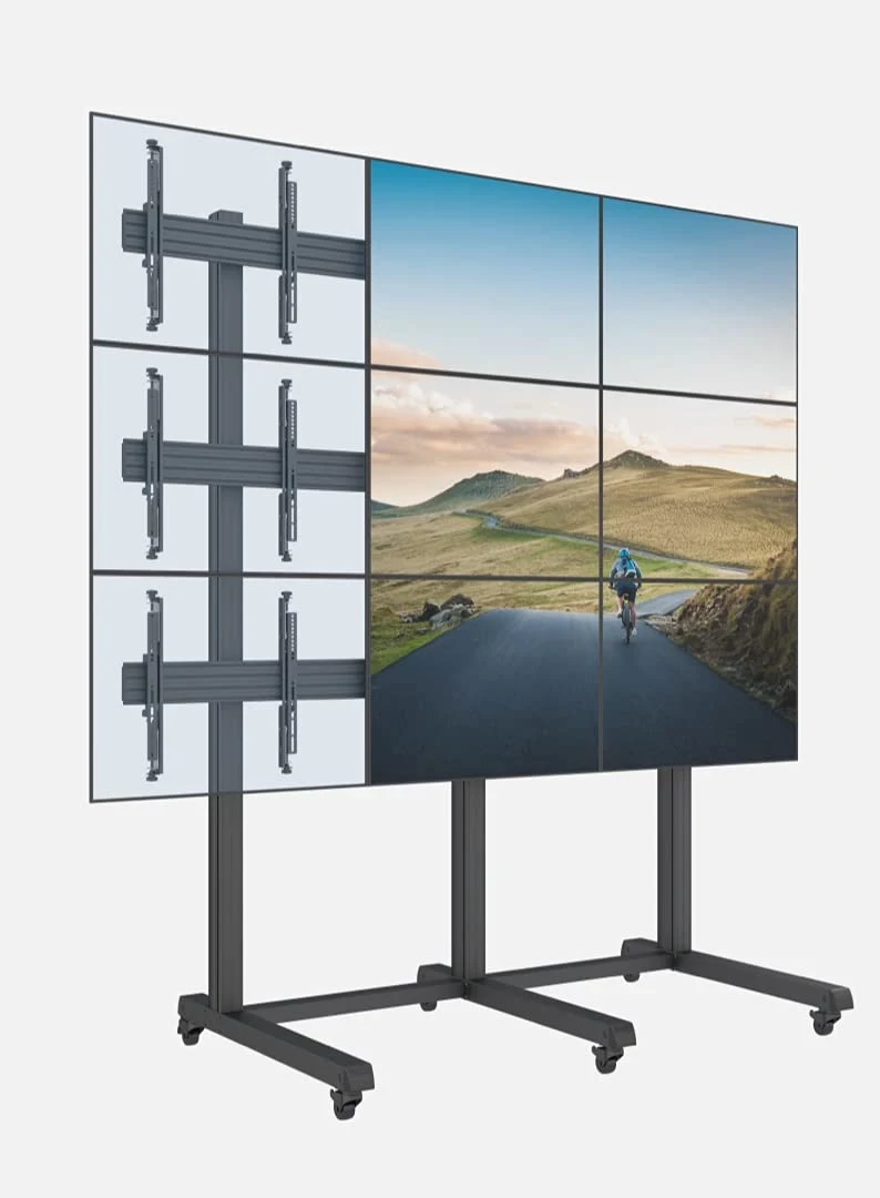 3X3 Video Wand Rolling Mount Cart Display mit Mikroeinstellung Arms VESA Universal TV Television