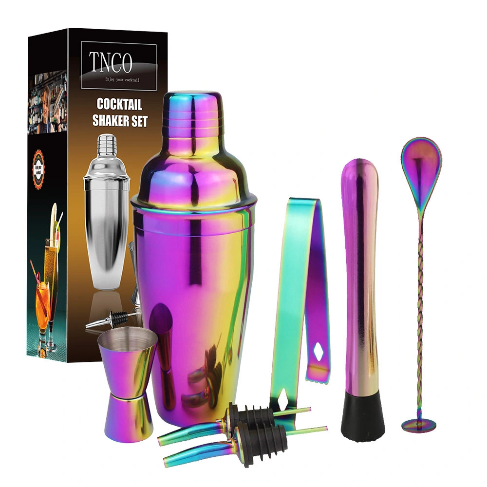 Customized Satinless Steel Barware Colorful Cocktail Shaker Set Bartender Kit