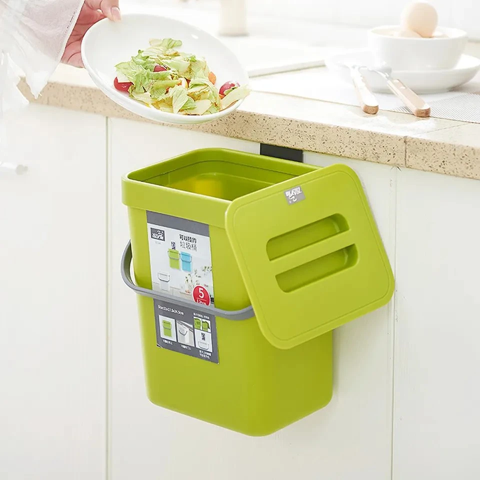 Large Capacity Wall-Mounted Plastic Trash Can with Lid