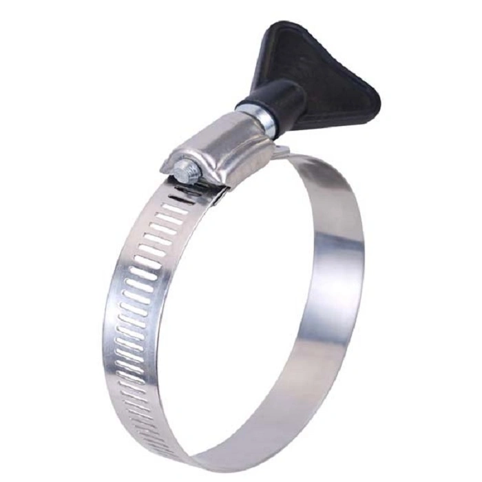 Worm Gear Hose Clamp with Plastic Handle Butterfly Perforated Band