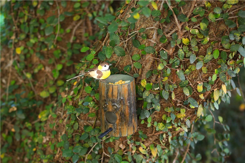 Creative Wall-Mounted Simulation Wood Bird Nest House Courtyard Garden Feeder