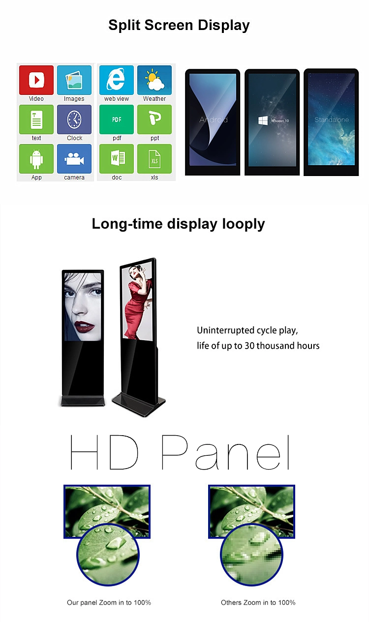 3G Wall Video 32 Inch Super Slim Floor Standing Kiosk Touch Screen LCD Digital Signage Hot HD LCD Player Video Greeting Card