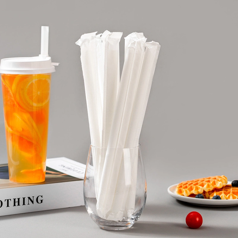 Custom Disposable Milk Tea Drink Beverage Individually Packaged PLA Plastic Straw