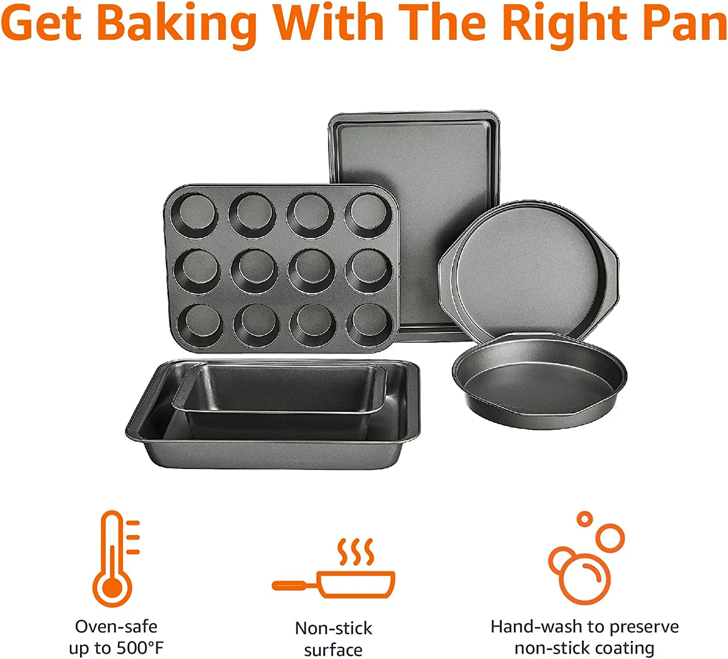 Basics 6 piezas de acero al carbono Bakeware anti-adherente, horno de cocción establecido