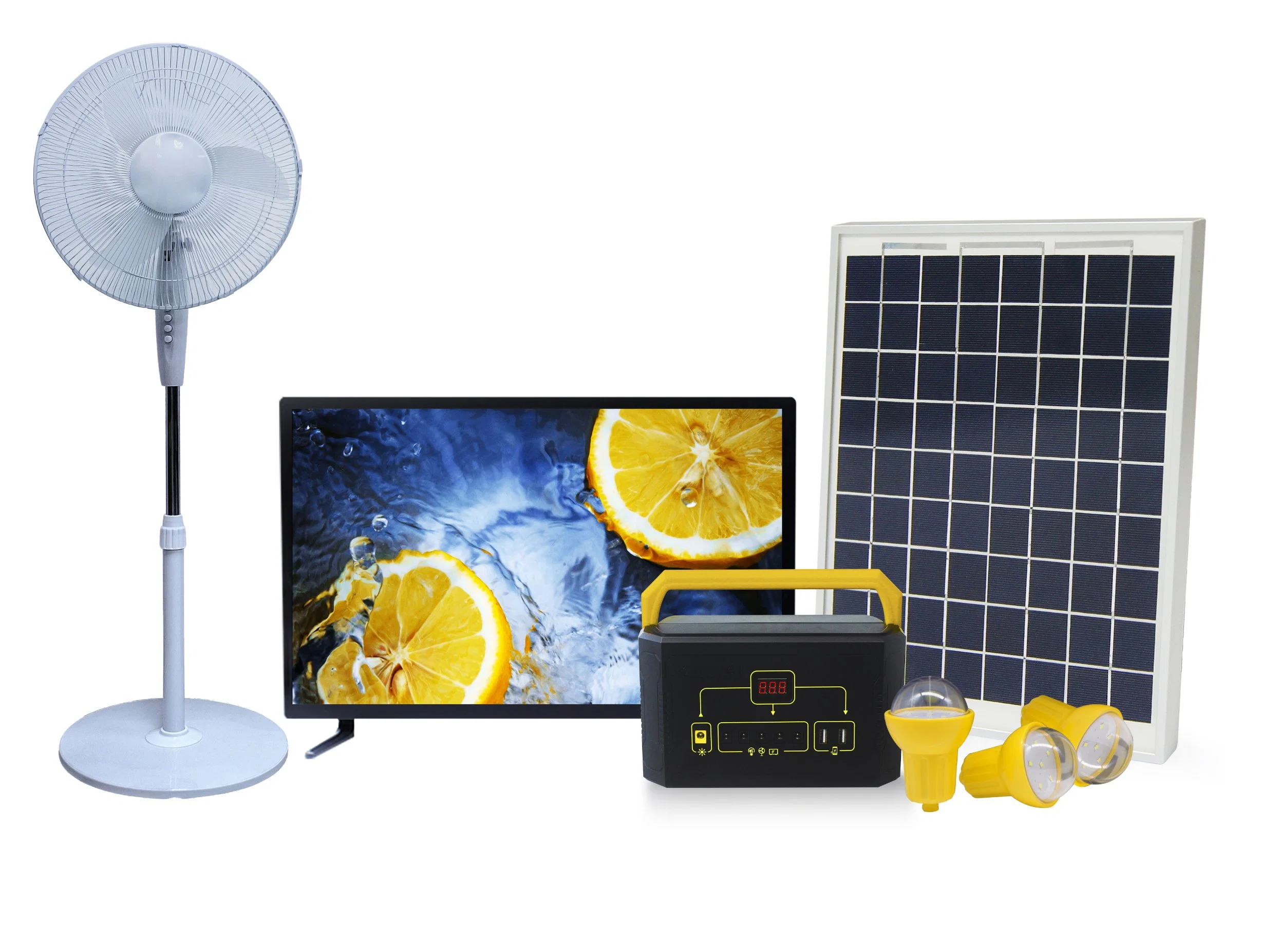 Kontinuierliche Aufladung, Backup-Strom, Solar-Home-System, TV-Ventilator verfügbar, Handy-Laden für die Ukraine.