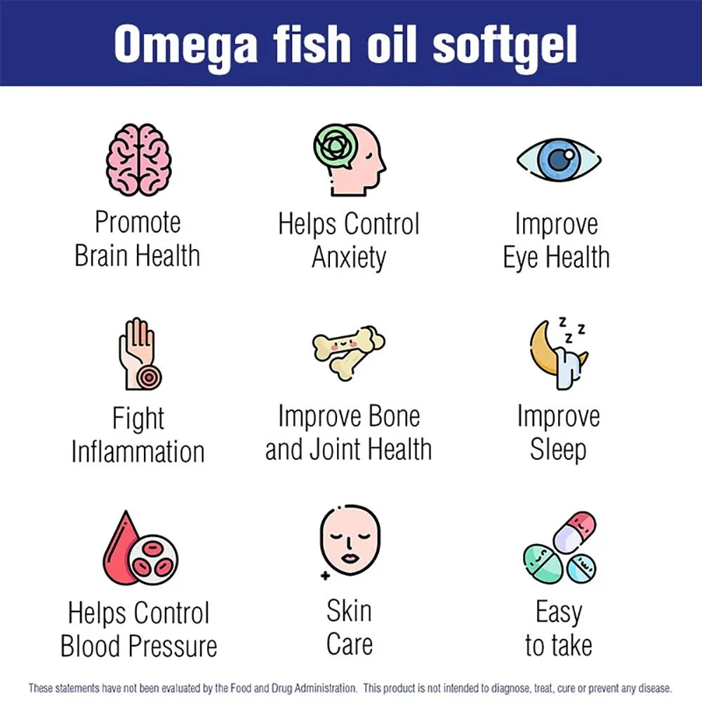 Productos de atención sanitaria aumento de la inmunidad Omega 3 aceite de pescado cápsula de Softgel Suplemento EPA/DHA