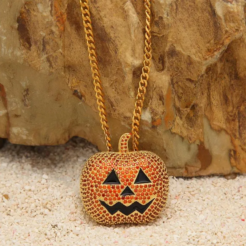 La mode européenne Hip Hop Bijoux pour hommes enfants partie don Halloween Jack-O-lanterne Collier pendentif