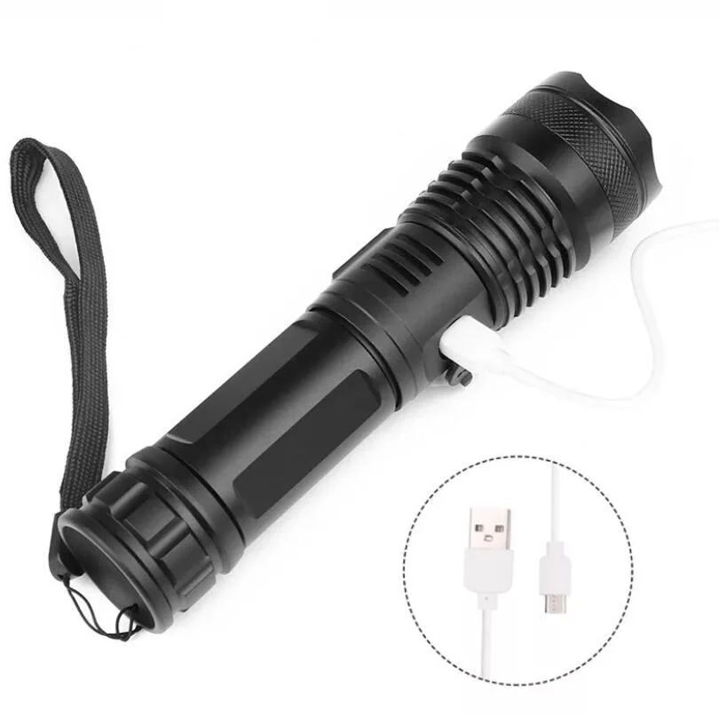 Tactical Super Bright High Lumen Xhp50 LED Flashlights Portable Outdoor Water Resistant Torch