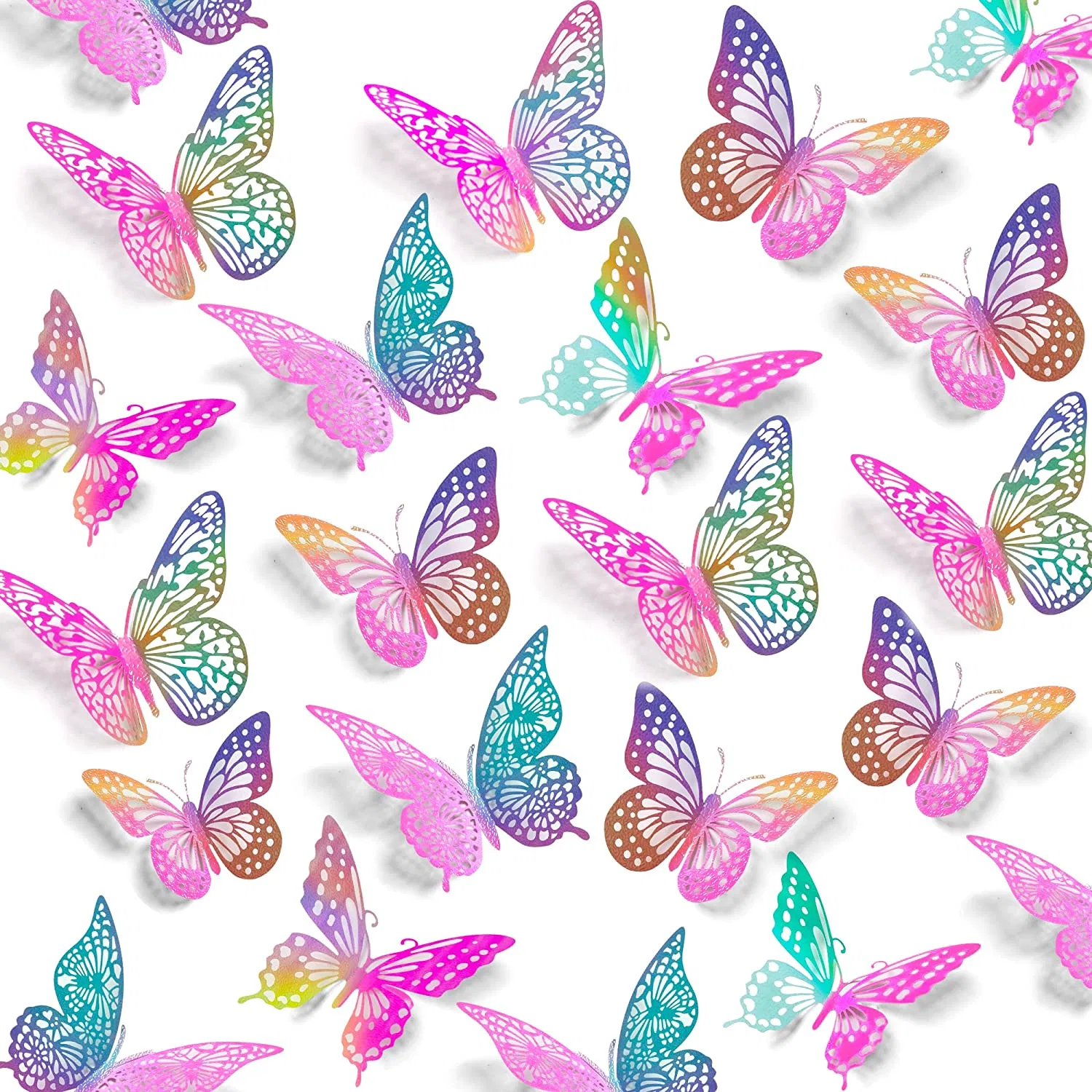 Laser Purple 3D Butterfly Wall Decor 48 ШТ 4 Стили 3 размера для детского шоу Свадебная Домашняя детская детская комната Детская комната Детская комната Спальня Ванная гостиная украшение