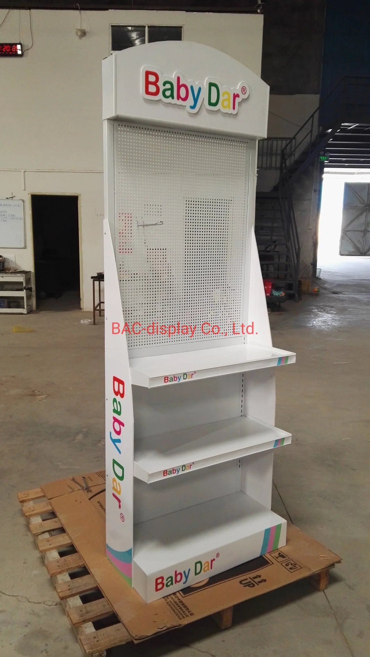 Factory Custom Baby Shop Advertising Floor Standing Nipple Pacifier Product Display Rack with Hooks