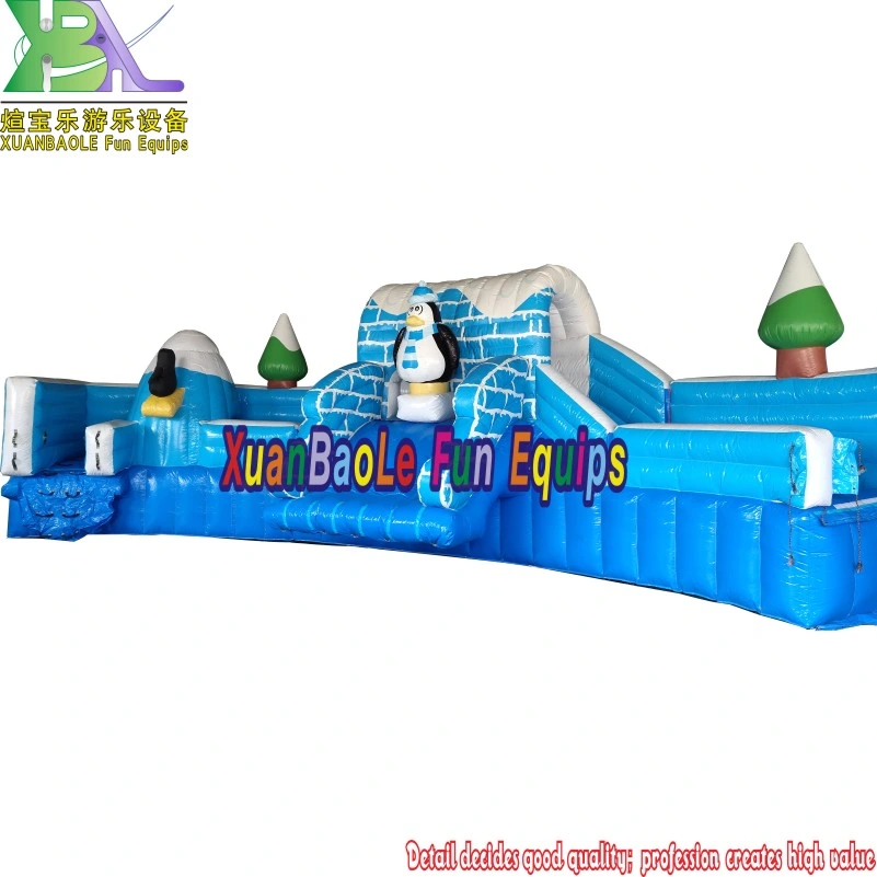 Inflable gigante personalizada Parque Acuático con piscina, el oso de hielo y nieve tema mundial de la diapositiva Hinchables Parque Piscina