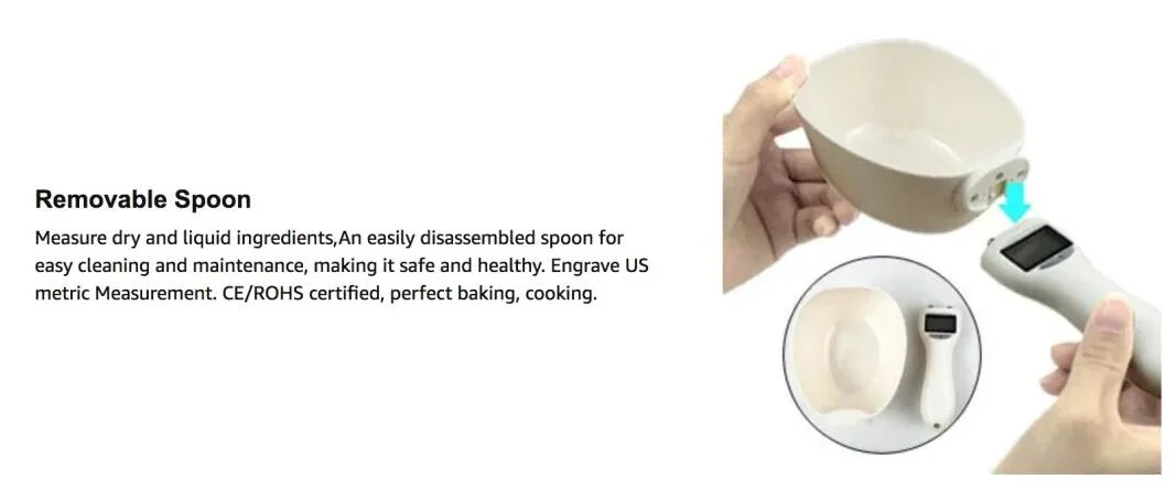 Pet Food Measuring Scoop Dog Cat Food Detachable Digital Spoon Kitchen Baking Scale Handled Coffee Bake Measuring Cups with LED Display