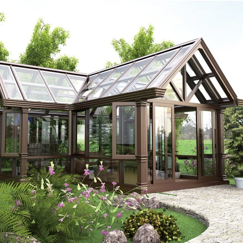 Rain/Sun Proof Aluminum Sun Room Glass House for Exterior Garden Winter Garden with Tinted/Clear Double Glazing