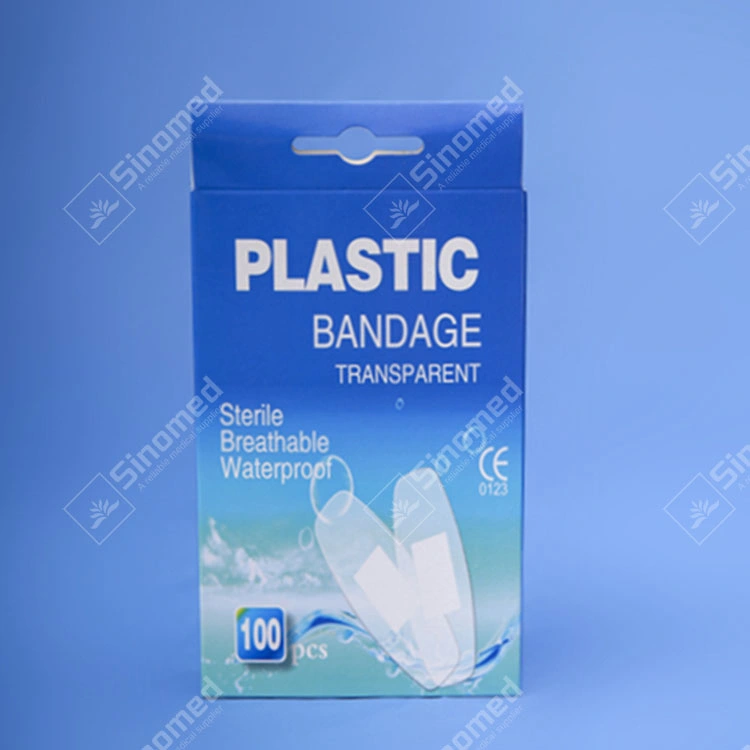 Una buena calidad médica de primeros auxilios de yeso plástico curita PE vendas parche adhesivo